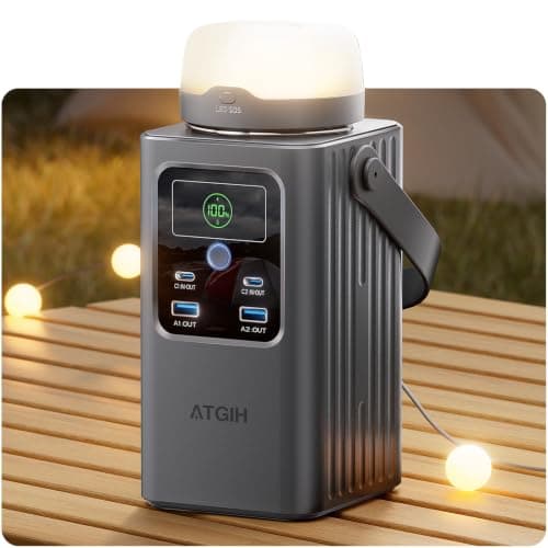 Estación de Energía Portátil ATGIH 198.4 Wh, Carga Rápida, Batería LiFePO4 y Luz Desmontable