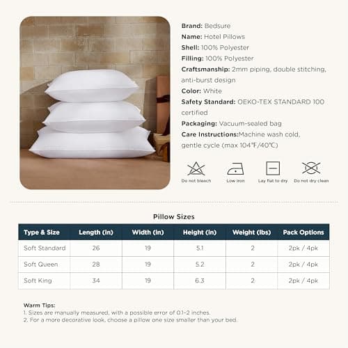 Juego de 2 Almohadas Bedsure Queen para un Descanso Superior