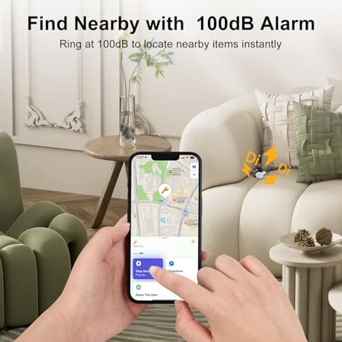 Localizador Beyamis Air Tracker (4-Pack) Bluetooth + UWB para Apple Find My (iOS). Con 2 Pilas 2032 Extras para Llaves, Equipaje y Más.