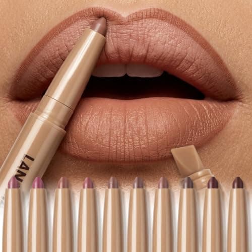 Jolilab: Set de 10 Delineadores de Labios Doble Punta con Difuminador de Silicona
