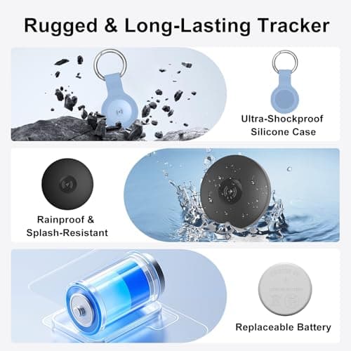 Localizador Beyamis Air Tracker (4-Pack) Bluetooth + UWB para Apple Find My (iOS). Con 2 Pilas 2032 Extras para Llaves, Equipaje y Más.