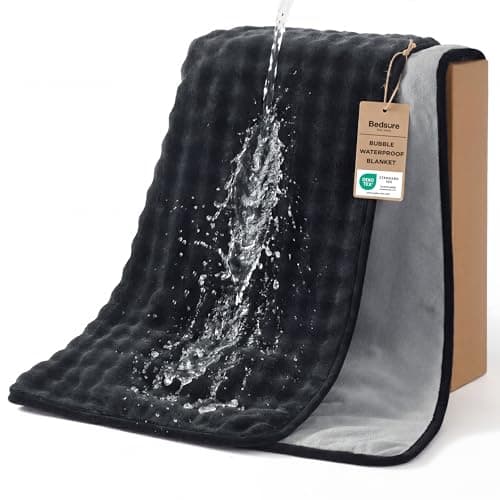 Manta impermeable con textura de burbujas Bedsure para sofá, 50"x60" (Negro/Gris)