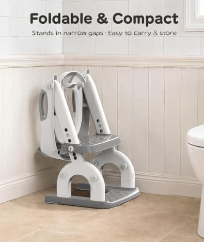 WHFIFHD Potty Training Toilet with Step Stool: 8 Heights for Toddler 2-in-1 | Potty Training Seat - for Kids Boys Girls, Adjustable Height with Splash Guard Soft Cushion Holds 200+ lbs Non Slip Foldab