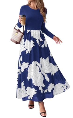 KIRUNDO Long Sleeve Dress for Women Fall Wedding Guest Floral Maxi Dress