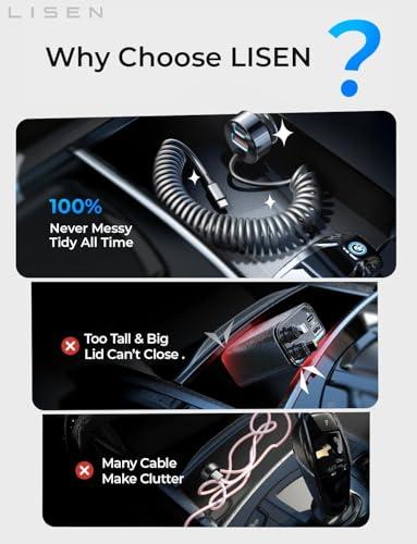 Cargador LISEN 90W USB-C para Auto: ¡Carga Rápida para iPhone y Samsung!