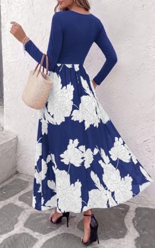 KIRUNDO Long Sleeve Dress for Women Fall Wedding Guest Floral Maxi Dress