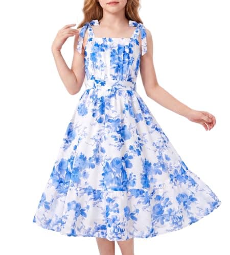 Vestido Floral de Chifón GRACE KARIN para Niñas, Sin Mangas, Veraniego y Versátil