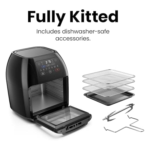 CHEFMAN Freidora de Aire Digital Multifuncional 5 en 1 XL 10L con Asador, Deshidratador y Horno de Convección, 17 Presets y Apagado Automático