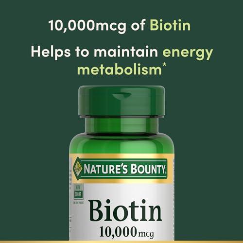 Nature's Bounty Biotin Cabello, Piel y Uñas, 10,000 mcg (Doble Paquete)