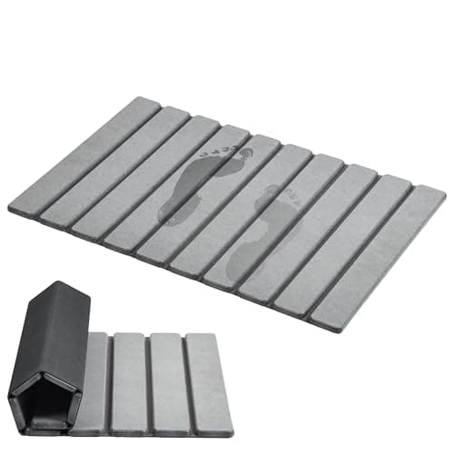AWW Foldable Stone Bath Mat, Diatomaceous, 23.6"x15.5", Grey