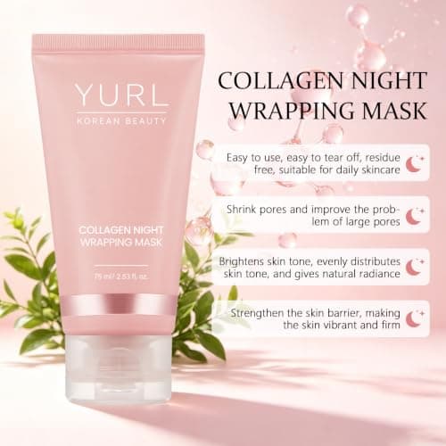 Ailutle Collagen Night Wrapping Mask, Overnight Peel-Off Face Mask for Glass Skin, Hydrating & Firming, Hydrating & Firming Sleeping Mask, Korean Skincare for All Skin Types, 2.53 FL Oz