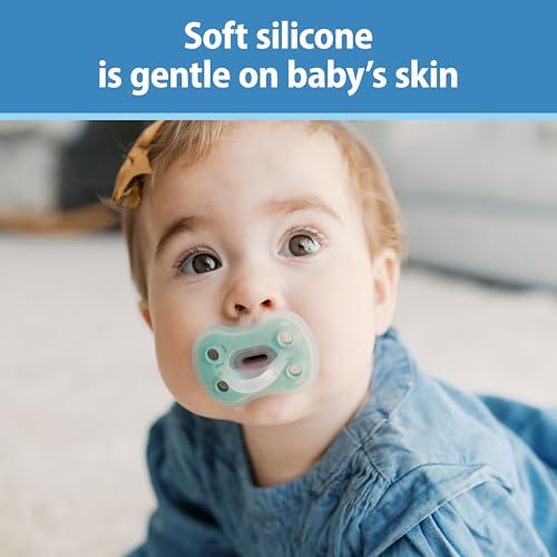 Paquete de 3 Chupones Dr. Brown's Advantage de Silicón, 6-18m, Gris/Verde/Amarillo