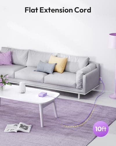 NTONPOWER Purple Power Strip, 25W Max 8-in-1 with 4 AC, 4 USB(2 USB C) 10ft Flat Extension Cord, Power Strip with USB Ports, Outlet Extender for Home Office, School Dorm Room Essentials