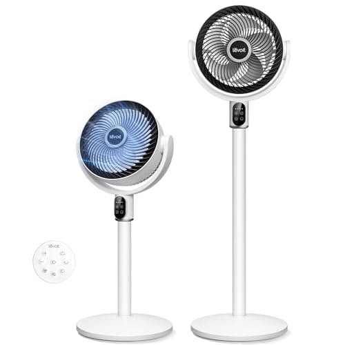 LEVOIT Standing Fan for Bedroom, 20dB Quiet Pedestal Fan for Sleep, 1024 CFM Ultra-High Airflow, 90° Oscillating Floor Fan, DC Motor, 5 Speeds, 12H Timer, Remote, for Home, Room, O
