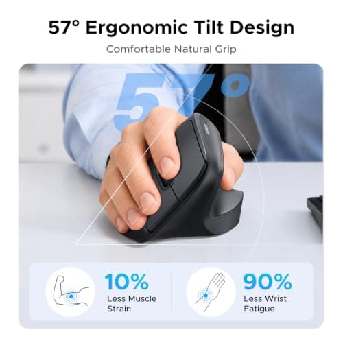 Mouse Inalámbrico Ergonómico UGREEN, Bluetooth y 2.4G, Clics Silenciosos