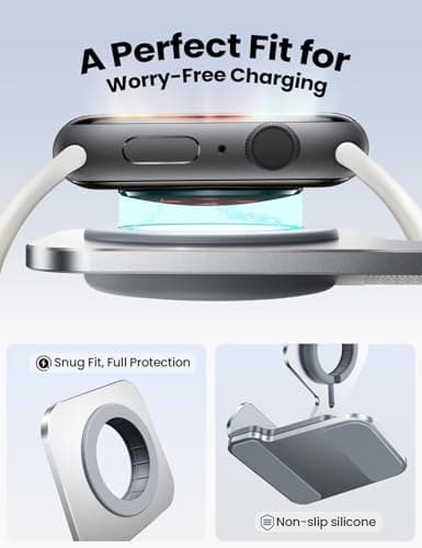 JOYROOM Watch Stand for Apple Watch Magnetic Fast Charging- Desk Charger Stand Holder Dock for Apple iWatch Ultra3/2/1, Series 11/10/9/8/7/6/5/4/3/2/1, SE3/2/1 (49/46/45/44/42/41/40/38mm)(Silver)
