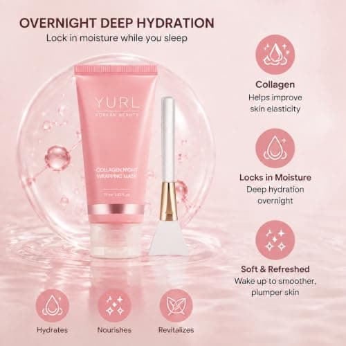Ailutle Collagen Night Wrapping Mask, Overnight Peel-Off Face Mask for Glass Skin, Hydrating & Firming, Hydrating & Firming Sleeping Mask, Korean Skincare for All Skin Types, 2.53 FL Oz