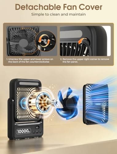 10000mAh Cruise Approved Magnetic Fan, Ultra-Slim Rechargeable Travel Fan