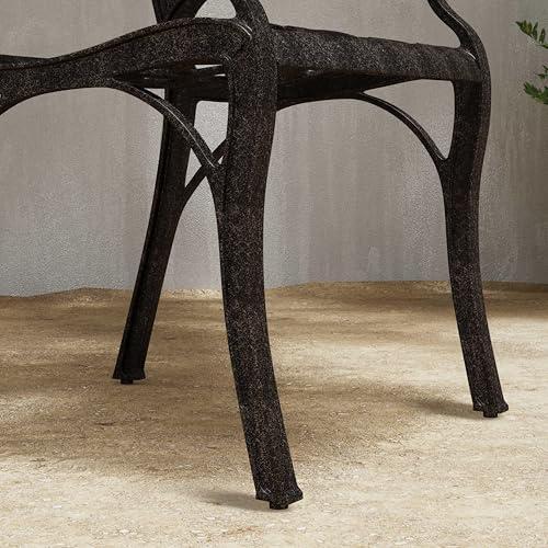 Set de 2 Sillas Homestyles de Aluminio Fundido para Exterior con Descansabrazos, Bronce