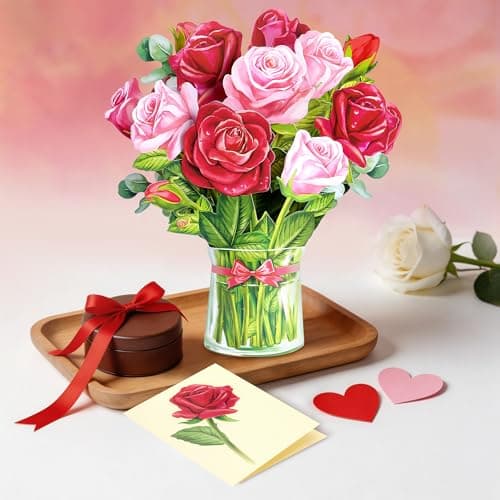 Airpark Pop Up Birthday Cards for Women, Paper Flowers Bouquet Card for Mom