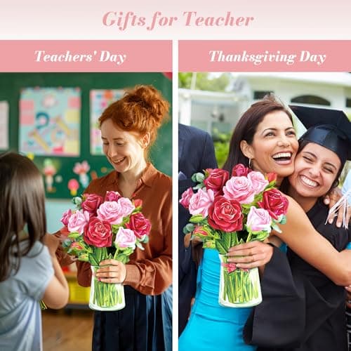 Airpark Pop Up Birthday Cards for Women, Paper Flowers Bouquet Card for Mom