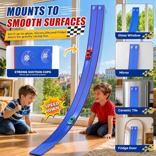 Pista de Carreras Flexible TAEMVV para Niños, Set Doble de 15 Pies, Azul Rey