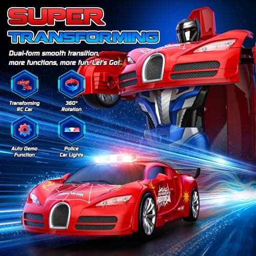 AONEPTR Remote Control Car Becoming Robot Transforming Toys Kids Christmas