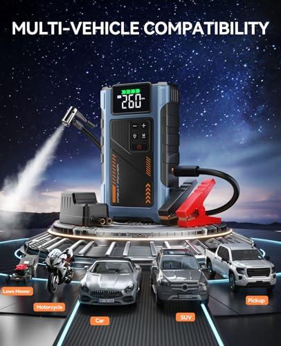 Car Battery Charger Jump Starter with Air Compressor, 4500A Jumper Box for Car Battery Portable Booster Jump Pack, 12V Jumpstart Combo 150PSI Tire Inflator Air Pump(Up to 8.5L Gas/