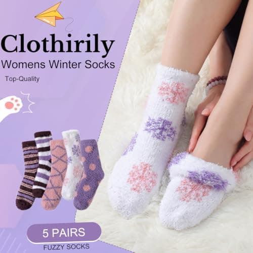 Clothirily Fuzzy Socks for Women, Fluffy Socks Womens, Cozy Slipper Sock
