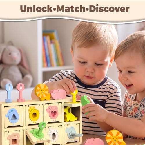Montessori Toys for 2 Year Old|Wood Lock and Key Toddler Learning Toys