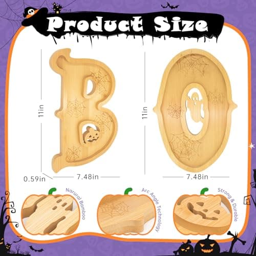 Set Nsoyos de 3 Tablas de Madera para Halloween 'BOO' + 14 Globos y Soportes