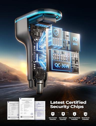 Cargador Súper Rápido LISEN 60W para Coche, 4 Puertos