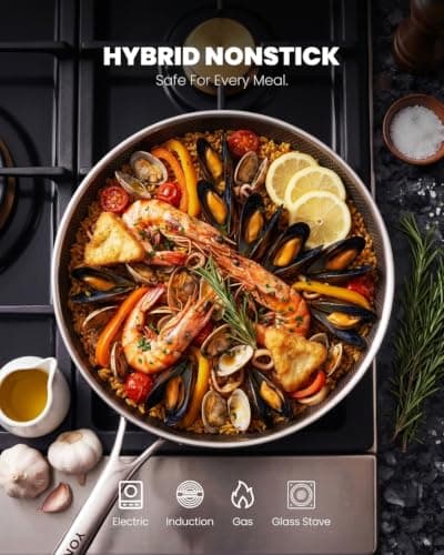 Yonida Non Stick Frying Pans, 12 inch Hybrid Pans with Lid
