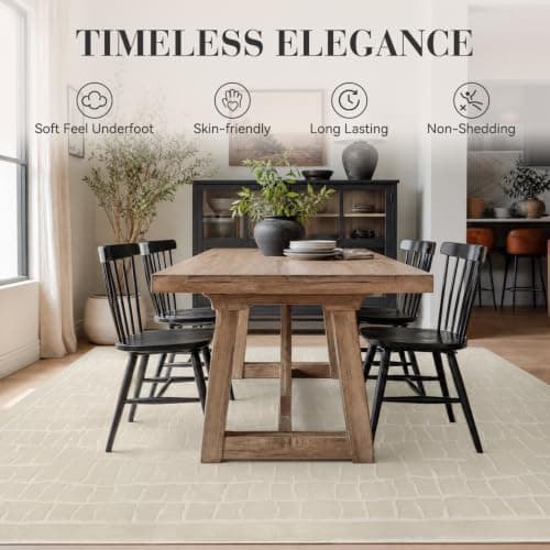 Tapete Lavable RESARE 5x7 con Textura 3D, Beige