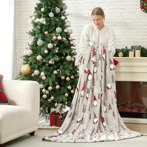 Cozy Bliss Gnome Throw Blanket Christmas Blanket Warm MilkyPlush™ Throw Blanket,Ultra Soft Cozy Blankets for Couch,Sofa and Bed(Xmas Gnome,60"x80")