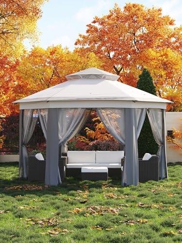 Gazebo Plegable Instantáneo Garvee Hexagonal 13x13ft con Mosquitero