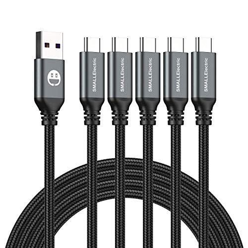 USB Type-C to A Cable 5pack 6ft Braided Fast Charging 3A Quick Charger Cord, 6 Foot Compatible iPhone 17/17 Pro/16e/16/15 Pro Max,Samsung Galaxy S10 S9 S8 Plus, Note 10 9 8, LG V50