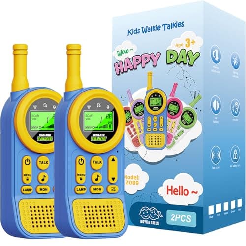 Ptnerbeh Walkie Talkies for Kids Toys: Toys for 3-12 Year Old Boys Girls - 22 Channels 2 Way Radio Toy with Backlit LCD Flashlight - 3 Miles Range for Outside/Camping/Hiking (2-Pac
