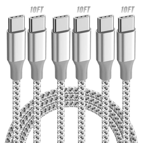 KYEHD: Cables USB C a USB C de 10 Pies (Paquete de 3) con Carga Rápida de 60W