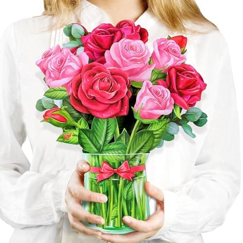 Airpark Pop Up Birthday Cards for Women, Paper Flowers Bouquet Card for Mom