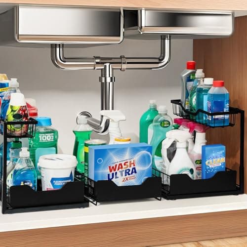Snuvid 3 Pack: Organizador Metálico Bajo Fregadero de 2 Niveles con Cajón Extraíble