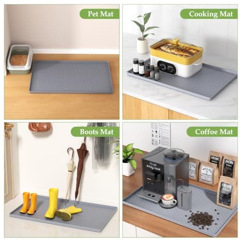 Tapete Impermeable para Bajo Fregadero (34"x22") con 4 Contenedores Transparentes: Set Organizador Esencial para Cocina, Baño, Despensa y Hogar