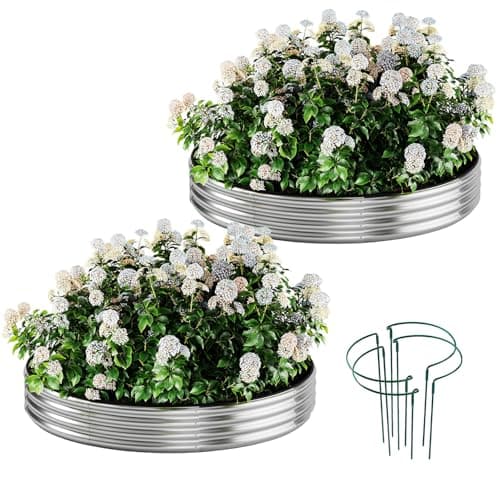 ZFHgarden Galvanized Metal Planter Round Raised Garden Bed Kit for Gardening Outdoor,2x2x1ft 2pc Grow Garden Box Raised Flower Bed,Round Galvanized Planter Outdoor Metal Fire Pit R