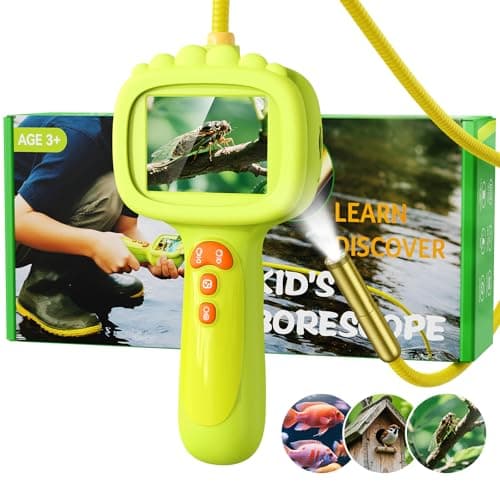 Borescope Camera with Light for Kids, Ashfly STEM Science Educational Toy for 3 4 5 6 7 8 Years Old Boys & Girls, 2.4" Screen Snake Scope Camera for Birthday Outdoor Camping Nature