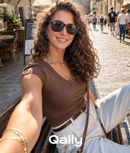 Lentes de sol polarizados QALLY retro para mujer
