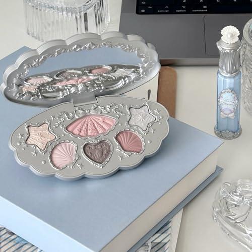 Flower Knows Shell’s Jewel 13-Piece Makeup Gift Box Set,Lip Gloss×2+Blush×1+ Eyeshadow Palette×1+Highlighter×3+Hand Mirror×1+Hair Clip×1+Mini Powder Puff×1+Blush Brush×1+Eyeshadow