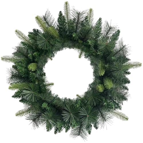 24 Inch Christmas Wreath Artificial PE Pine Wreaths for Front Door Hanging Decor for Windows Xmas Winter Indoor and Outdoor Wreath(The Bow is Not Included)