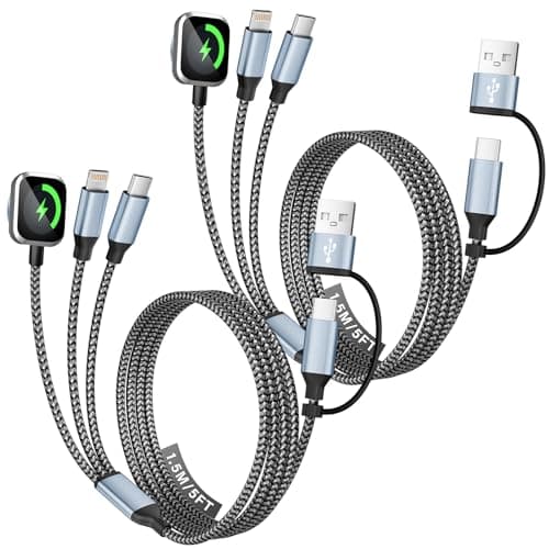 MPATIBY Esencial de Viaje: Cable de Carga Múltiple 3 en 2 USB-A/C para Relojes, Celulares y Tablets