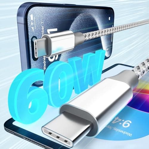 KYEHD: Cables USB C a USB C de 10 Pies (Paquete de 3) con Carga Rápida de 60W