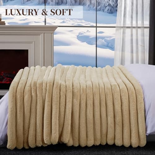 HaloRest Faux Fur Throw Blanket, 1000GSM Thick Fluffy Fur Throw, 60"X80"